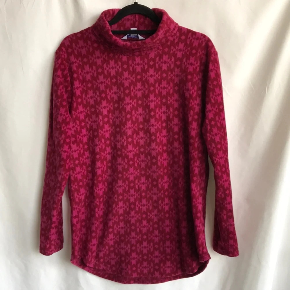 Great Northwest Indigo Aztec print maroon fleece turtleneck, size XL